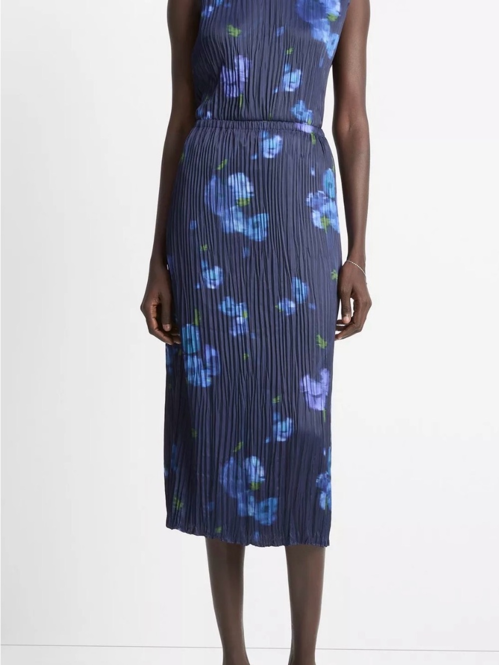 NWT Vince Poppy Blur Crushed Satin Column Midi Skirt - Medium - $428 - Picture 2 of 5